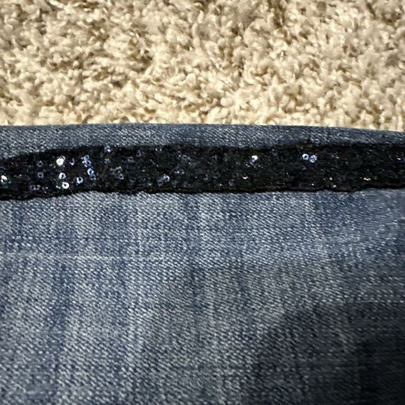Talbots High Waist Straight Ankle Jean With Sequence Down The Side - Picture 2 of 4